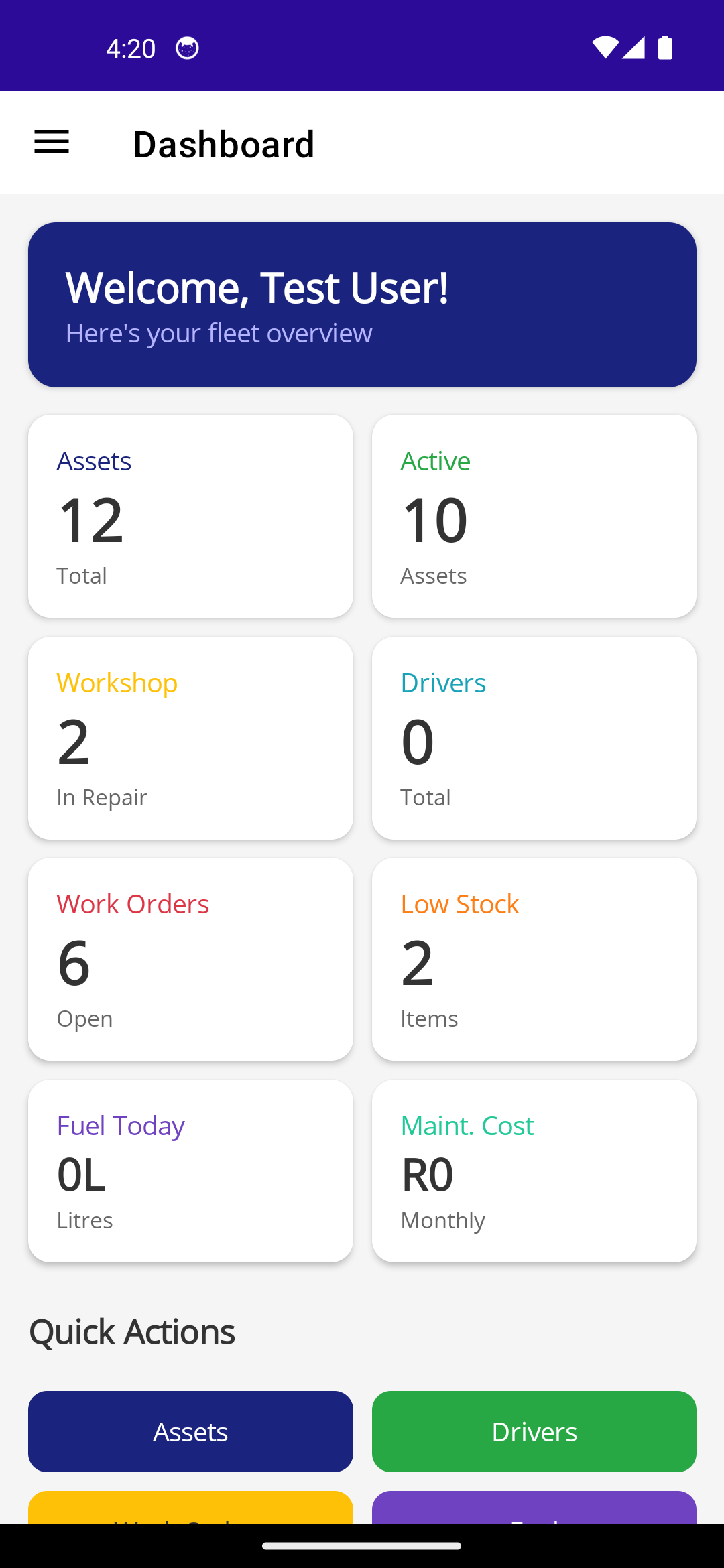 MN Fleet Mobile Dashboard
